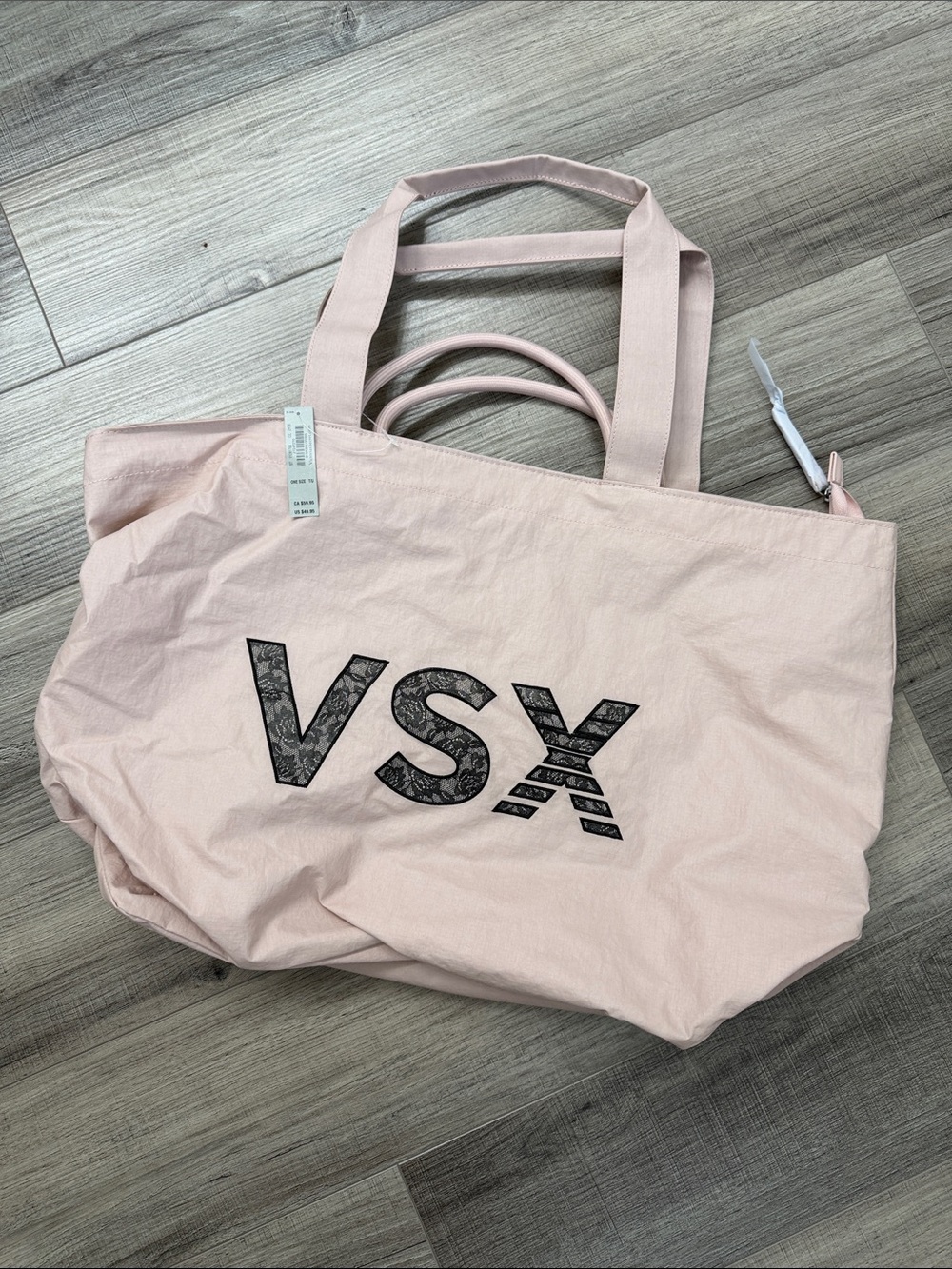 VSX Pale Pink Canvas Tote with Black Logo
